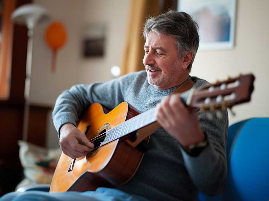 a man playing the guitar