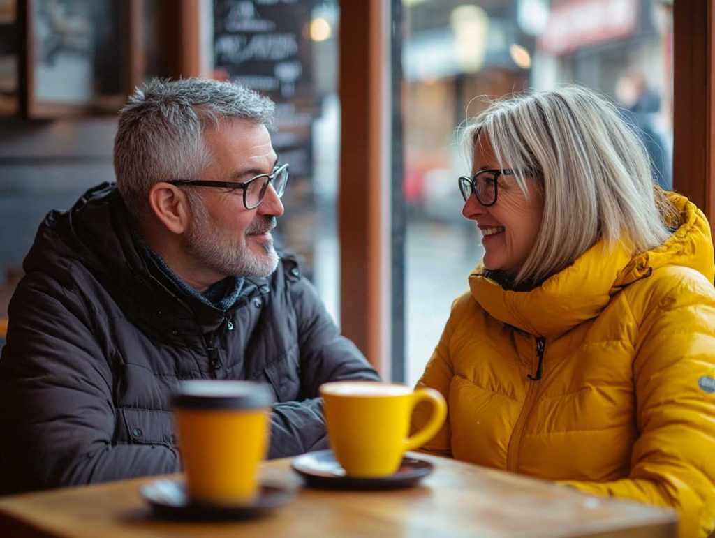 A person getting support for WM in a cafe from a local Support Group